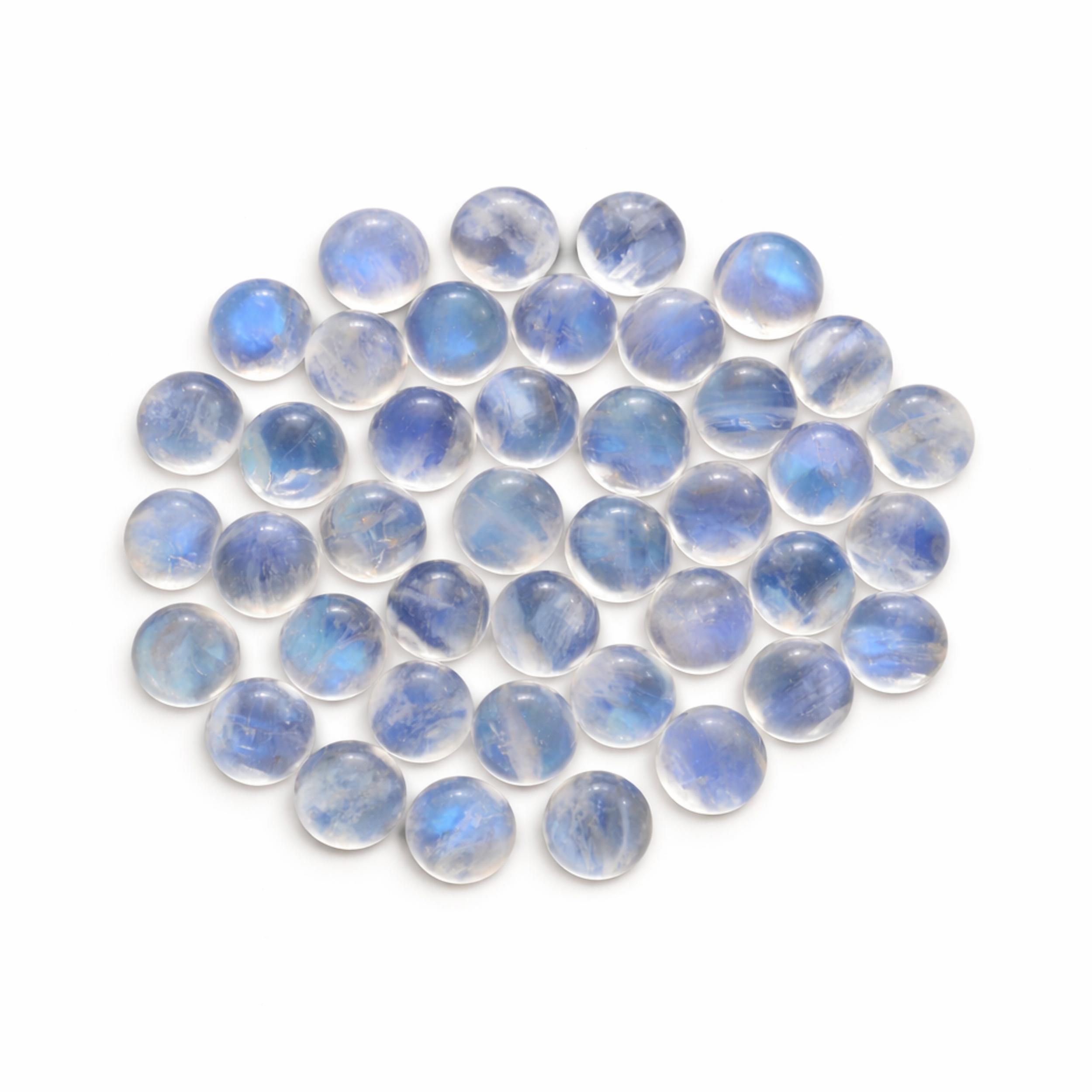 Rainbow Moonstone Round Cabochon Lot – 6x6 mm Smooth Flat Back Natural Gemstone for Jewelry Making 1 Piece белый