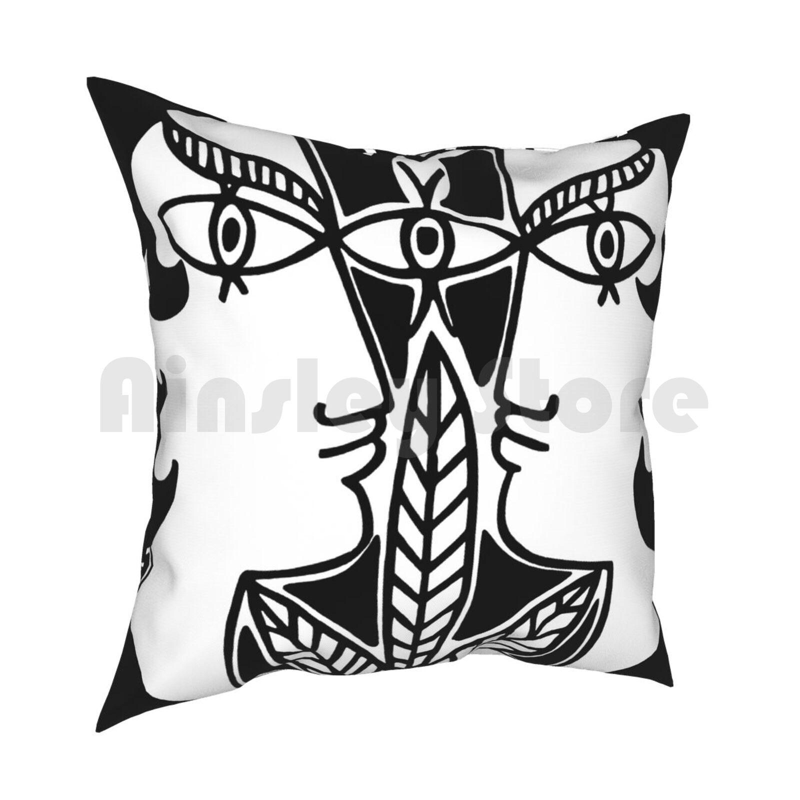 Cocteau Heads Print Pillow Case Printed Home Soft DIY Pillow Cover Jean Cocteau Artist Illustrator Arty Heads Nouveau Bold 30x30cm 12x12in