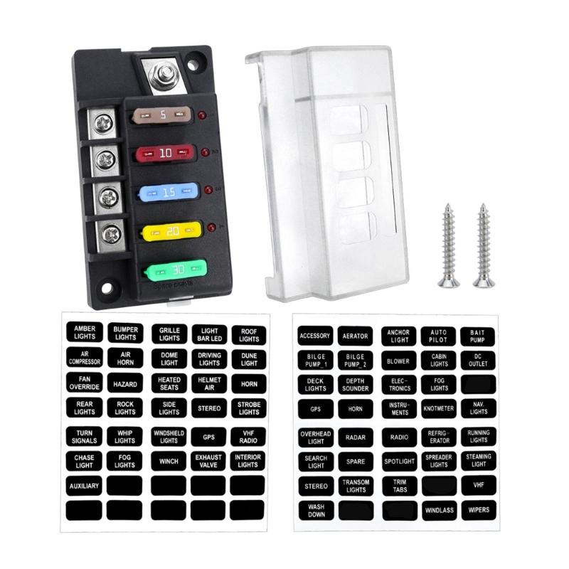 6 Way Automotive Safety Box With LED Indicator Water Resistant Blade Connection Unit For Cars Trucks Boats Mobile Homes