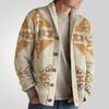 New Men's Autumn Winter Knitted Jacket Long Sleeve Printed Sweater Outer Wear