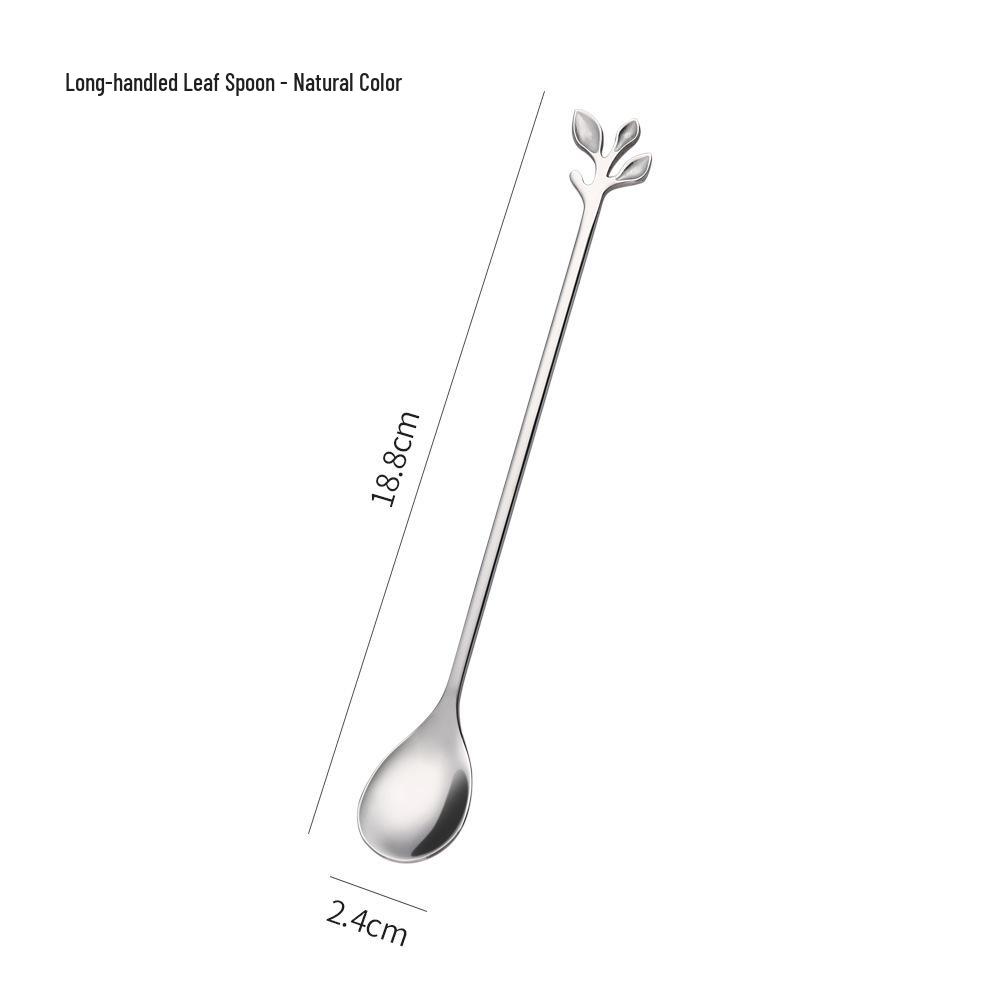Set di Cucchiaio e Forchetta a Foglia in Acciaio Inossidabile - Miele, Mescolino, Cucchiaino da Caffè - Sacchetto Regalo per Matrimoni
