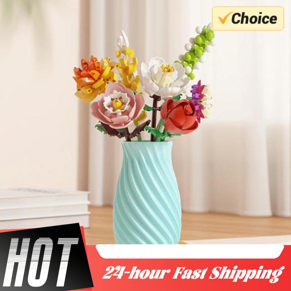 24-Day Blooming Countdown Calendar Flowers Building Blocks Toy Christmas New Year Valentine's Day Holiday Gift Decor Flower Set