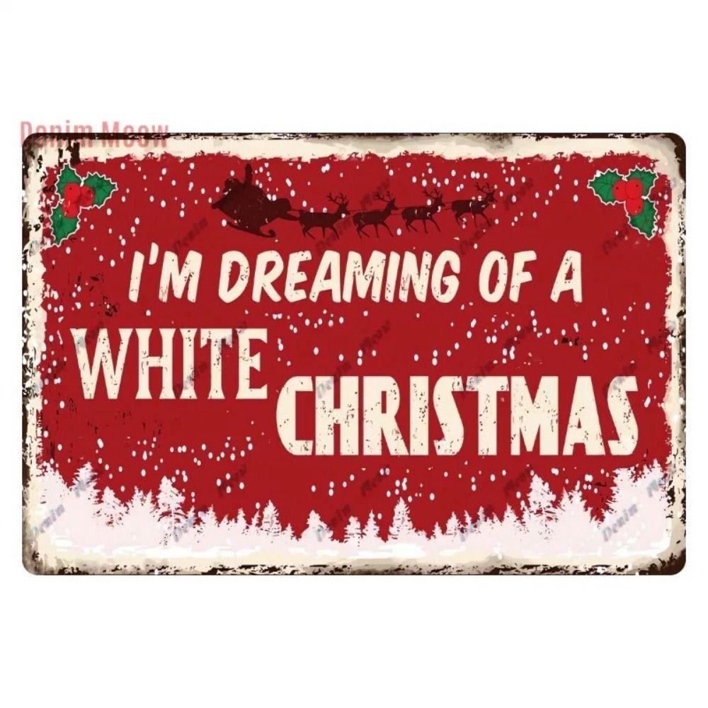Vintage Christmas Metal Tin Sign Home Festive Wall Decor