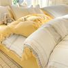 Sleeping Grid A-class Cotton Yarn Dyed Jacquard Fresh Four Piece Set/single Duvet Cover
