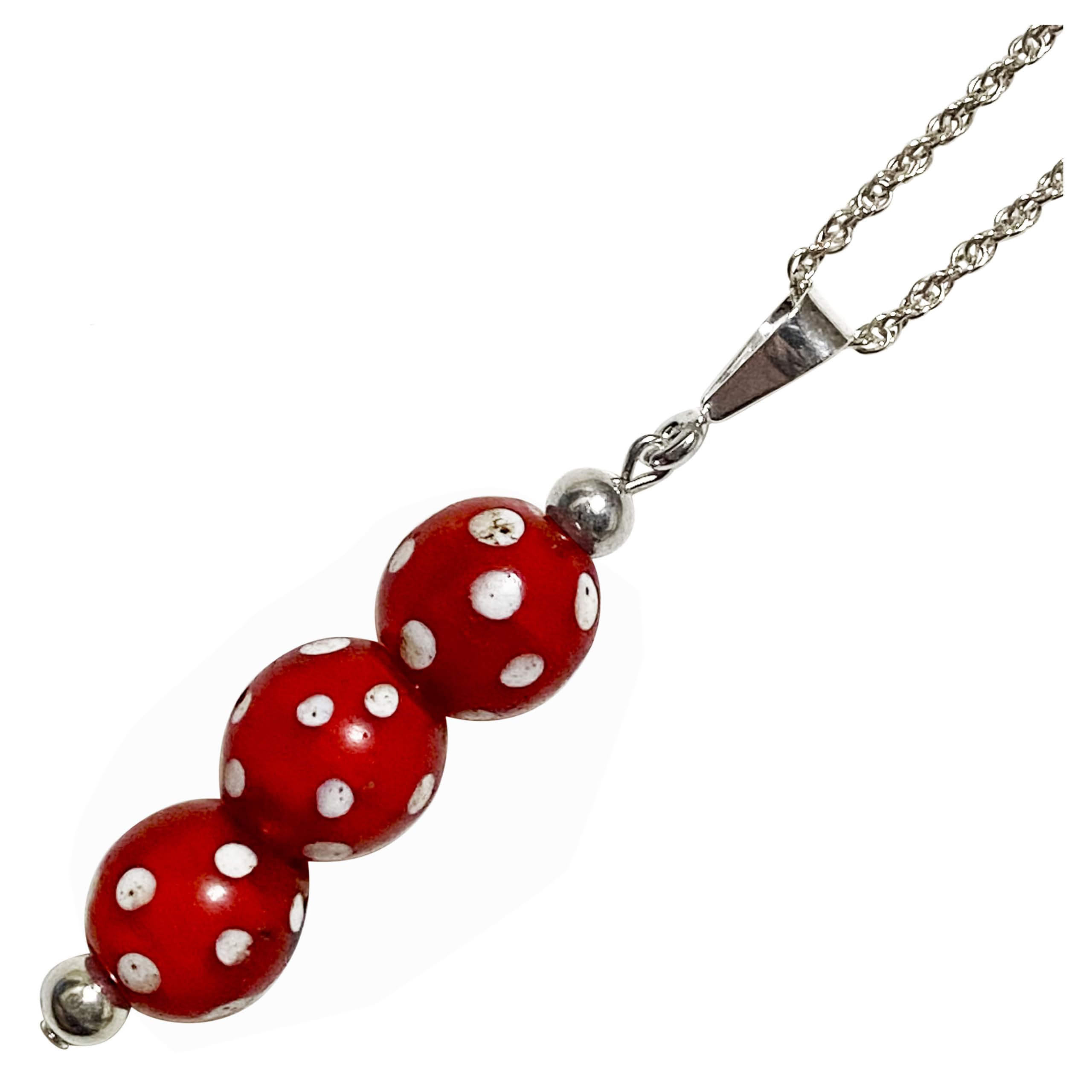 Venetian glass bead antique beads SILVER925 pendant necklace skunk beads Venetian trade beads Venetian glass red skunk necklace 50cm Antiquebeads