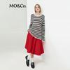 MO&Co. Striped Loose Fit Round Neck Sweater