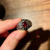 Retro Red Heart Crusades Vine Ring For Men Women Dark Gothic Vintage Open Ring Punk Accessories Designer  Unisex Gift