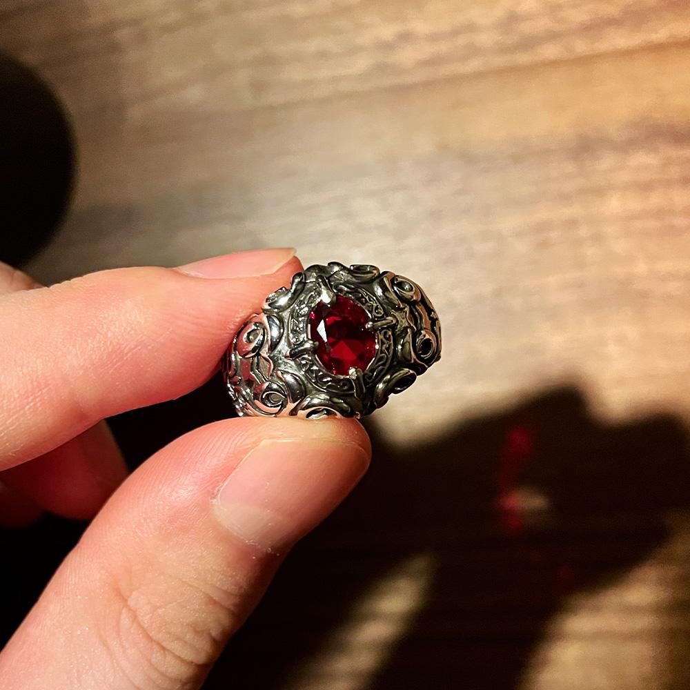 Ретро Красное Сердце Лоза Крестоносцев Кольцо Для Мужчин Женщин Темный Готический Винтаж Открытое Кольцо Панк Аксессуары Дизайнерский Унисекс Подарок resizable