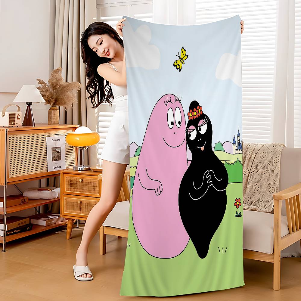 Cartoon B-Barbapapa Anime Beach Swimming Towel Soft Absorbent Washcloth Children's Gifts For Kids Travel Camping Gym