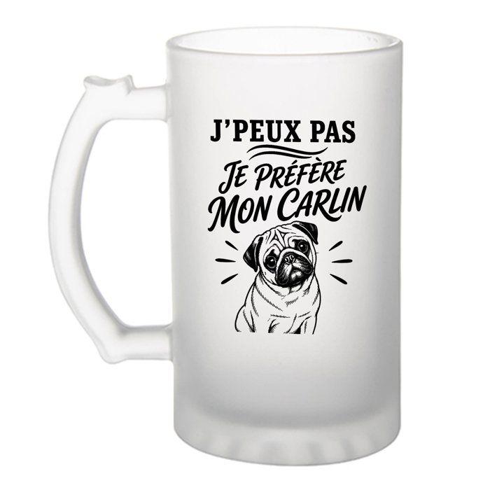 Chope de bière - PLANETEE - J'peux pas minimaliste - Verre trempé givré - 470 ml - Impression sublimation résistante