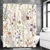 Elegant Wildflower Shower Curtain for a Nature-Inspired Bathroom, Featuring Vibrant Flowers and Herbs On a Soft Beige Background