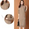 Turtleneck Sweater Dress for Women Solid Color Mid-length Knee-length Knitted Sweater Loose Long-sleeved Pullover Autumn and Winter