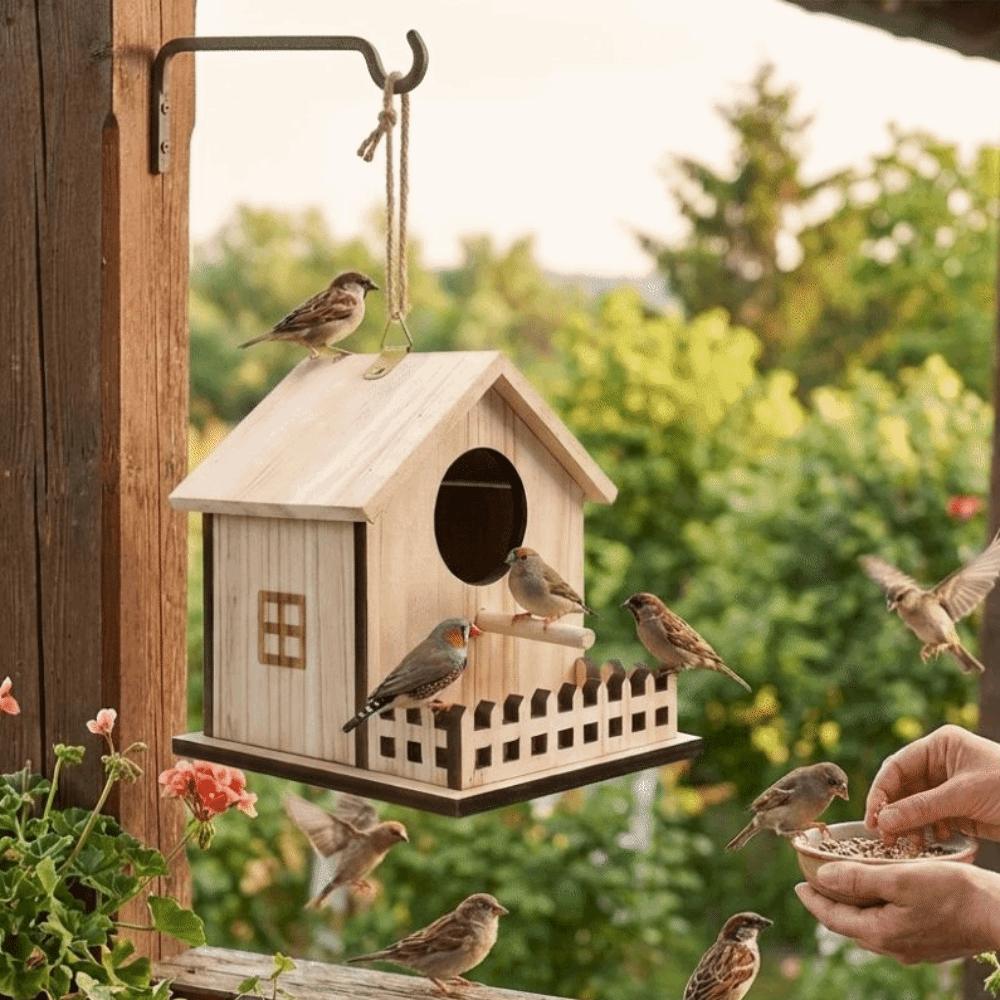 Parrot Mating Box Wood Bird House Bird Cage Bird Feeder House Bird Nest  Garden Decoration