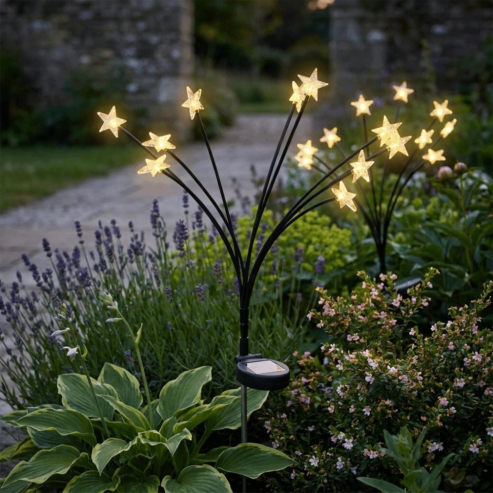 Waterproof Solar LED Lights Firefly Style Soft Flickering Glow Outdoor Decor Lamps Solar Powered Ground Stake Design