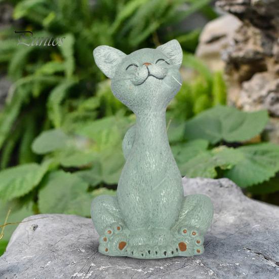Statue de chat accroupi en résine, ornement de chat de dessin animé, ornement de table, figurine de chat pour décoration de maison ou de bureau, cadeau pour amoureux des chats
