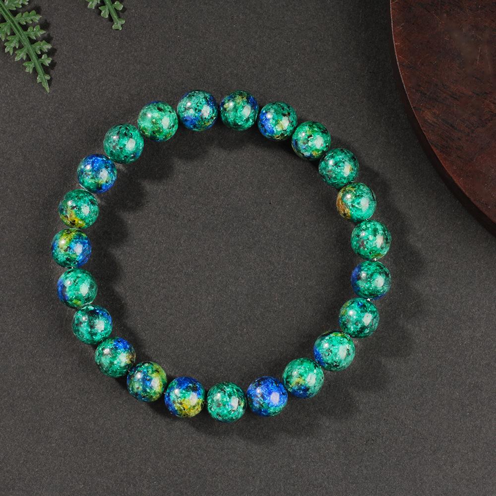 Natural Stone Beaded Bracelet, Phoenix Lapis Lazuli Bracelet, Simple and Versatile Green Stone Jewelry.