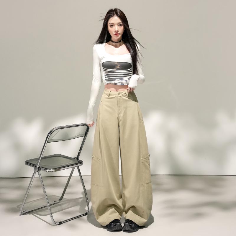 

Curved Leg Women s Spring High Waist Wide-Leg Jeans and Slim Cargo Pants XS