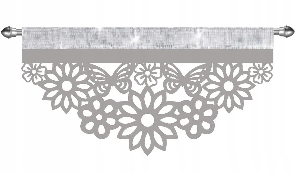 Z17 Kitchen curtain FLOWERS WITH BUTTERFLIES openwork decoration 60x30