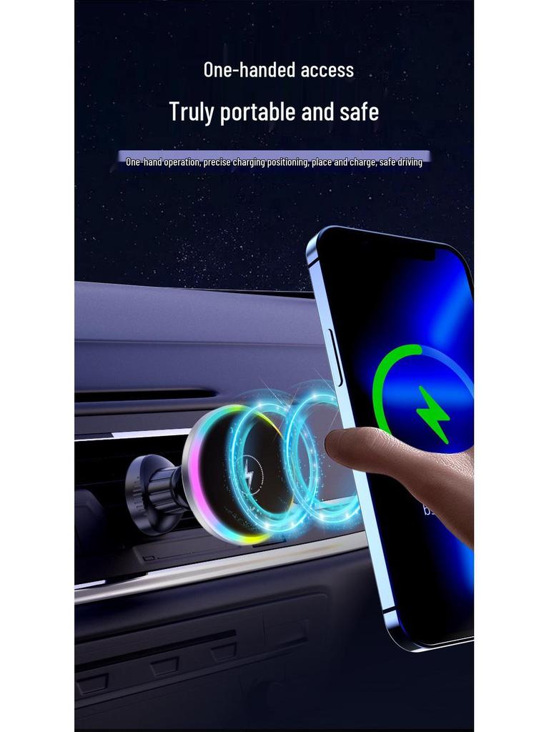 Magnetic Car Phone Holder with Wireless Charger for Apple