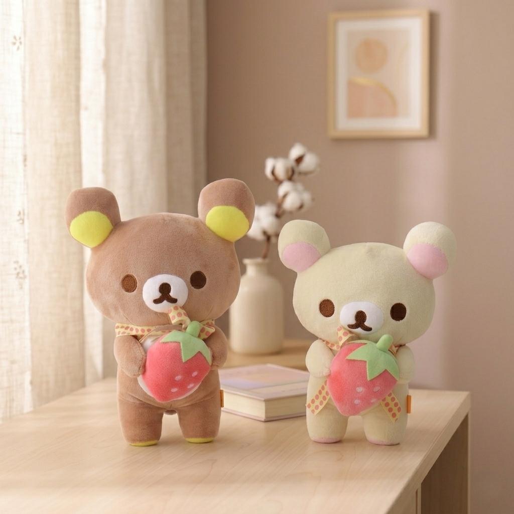 Strawberry Rilakkuma Plush Toys 2527Cm Kawaii White Bear Brown Bear Stuffed Doll Toys Hobbies Collection Cute Kid Birthday Gift