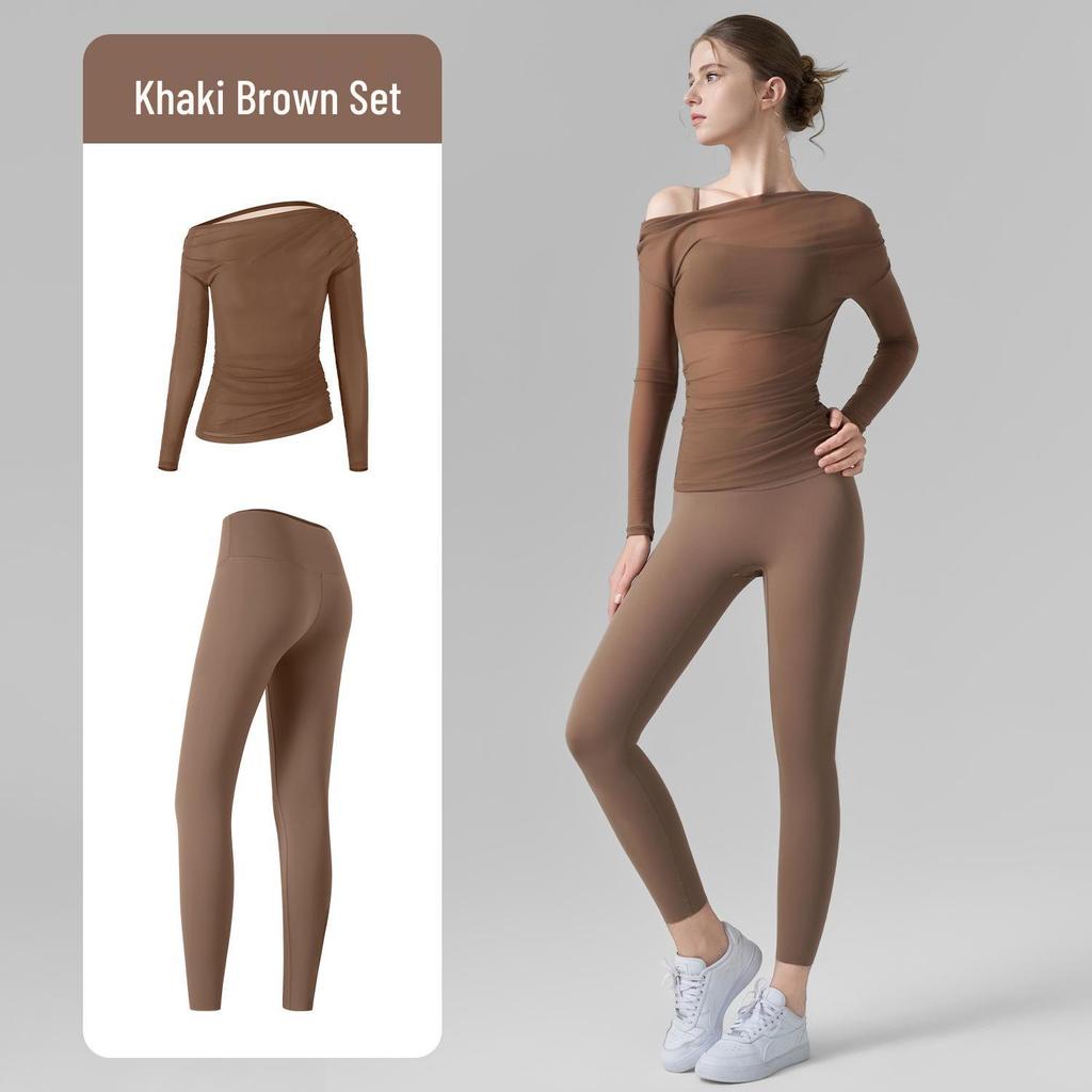 Autumn Yoga Set: Women's High-End Lycra Mesh Two-Piece with No-Show Seams