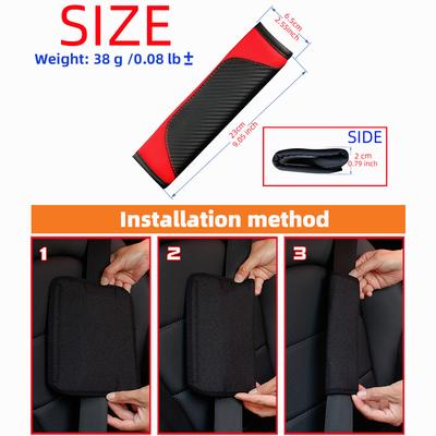A PU Leather Carbon Fiber Car Carbon Fiber Seat Belt Shoulder Cover Car Interior Supplies Black Four Seasons