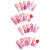 Hot-Selling Extra Long Handmade Wearable Nails with French Edge and Pearl Candy Heart Design
