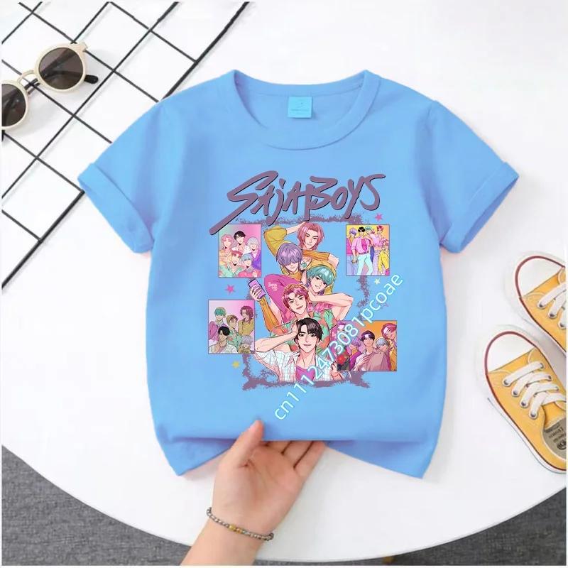 K-pop Demon Hunter Cartoon T-shirt, Summer Polyester T-shirt, Saja Children's Set, Gift, Baby and Children's Clothing for Summer