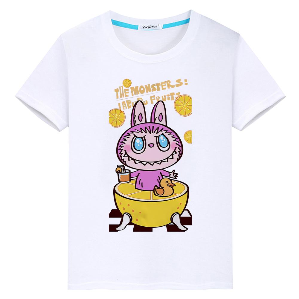 

toddler girl clothes kids clothes girls labubu 100%Cotton t shirt for kids boy 10years Kawaii Tops pride tshirt Anime Short y2k 100 белый