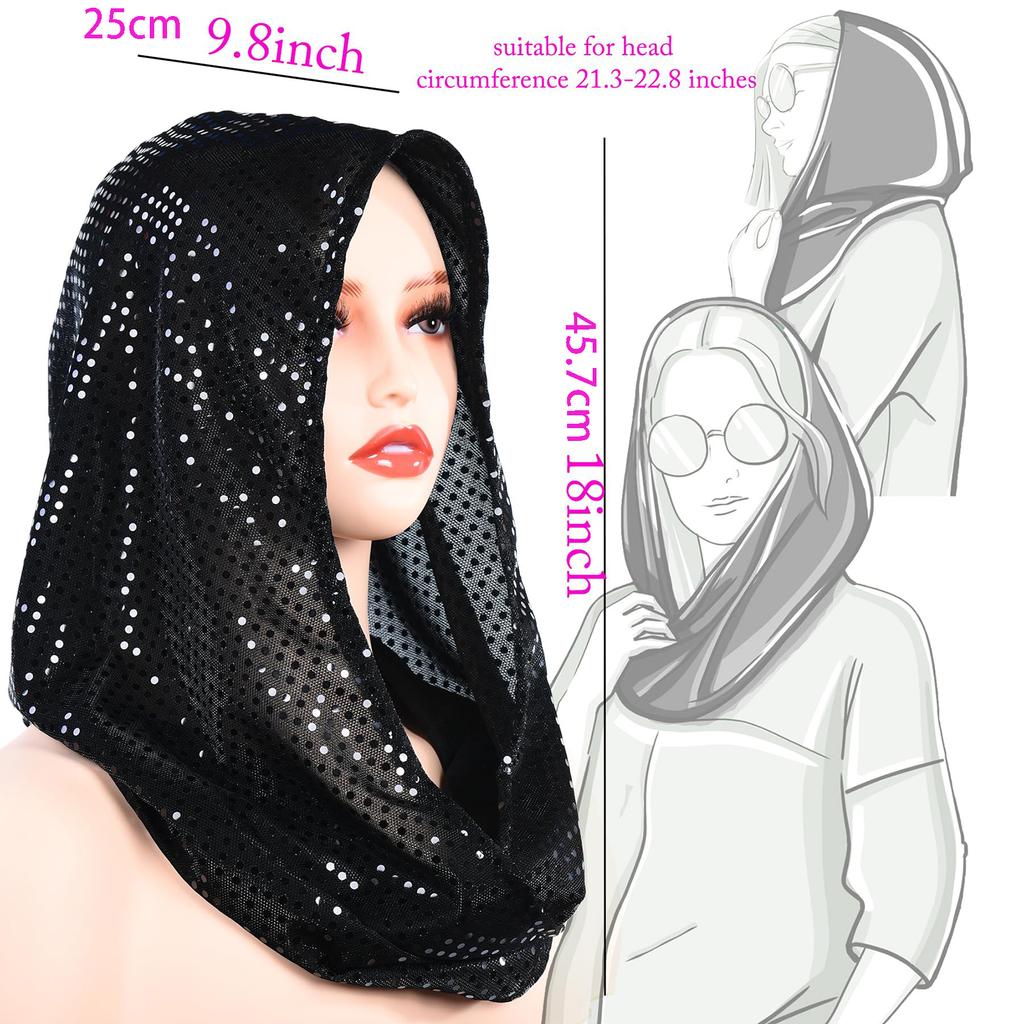 Women's Sequin Hooded Headscarf Head Wraps Fashion Skullies for Party Daily Wear