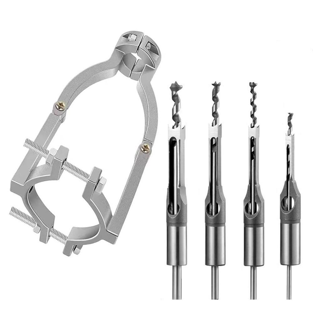 Square Hole Drill Fixed Bracket Adjustable Clamp Sturdy Electric Drill Mounting Bracket Portable Precision Drill Bit Adapter