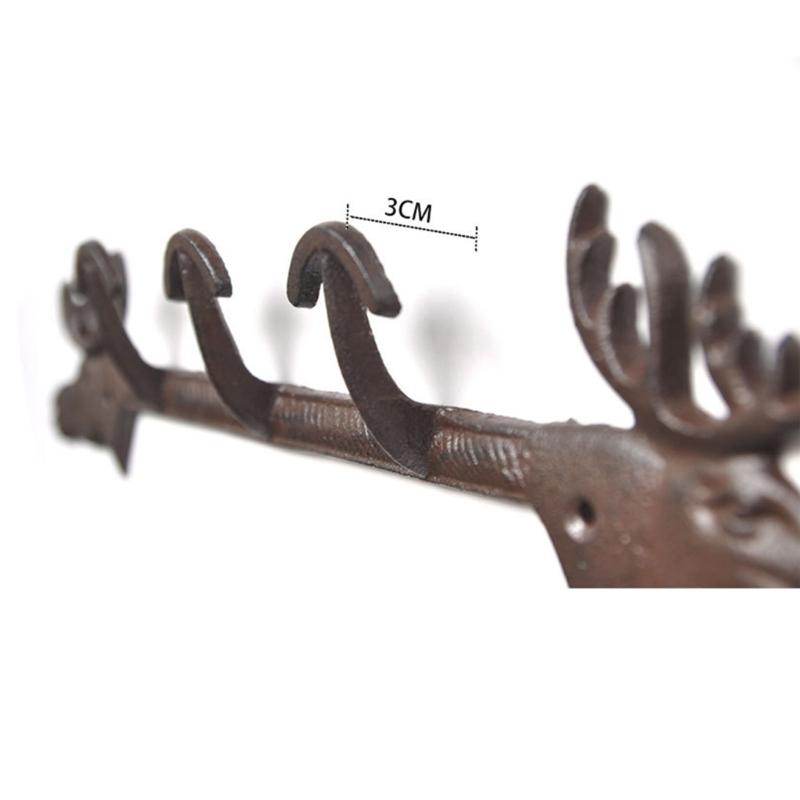 Dubbel Älg Gjutjärn Väggkrok För Nycklar Kappa Dekoration Robust Svart Metall Hemdekoration Dekorativ Hängare