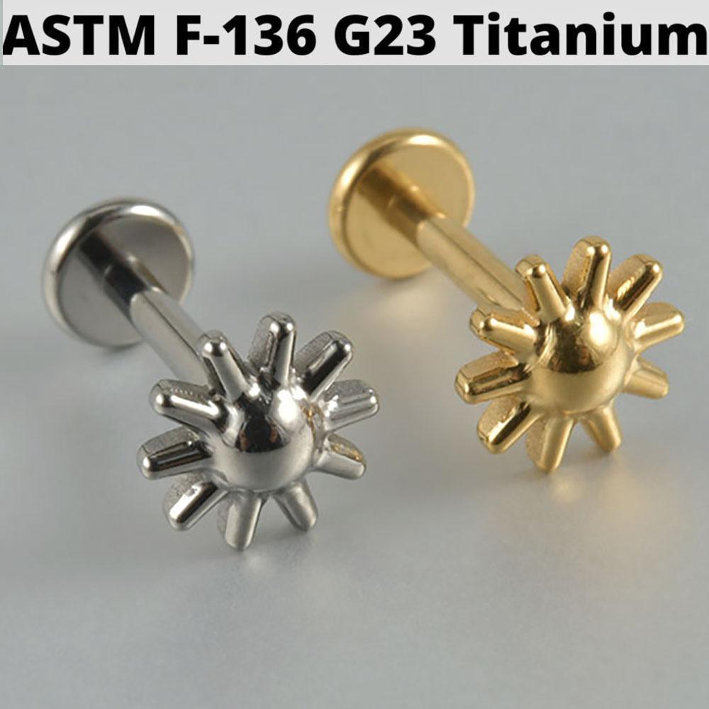 Cz Four Pointed Star G23 Solid Titanium Cartilage Earrings Stud 16G Internally Threaded Sun Helix Ear Tragus Piercing Jewelry