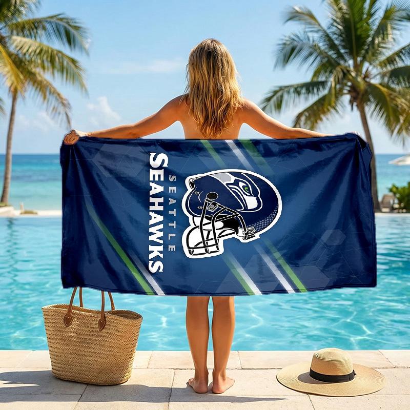 Seattle Seahawks Fashion Beach Towel Portable Soft Quick Dry Towel For Swimming Camping Holiday Use