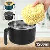 1200ml Rapid Ramen Bowl Ramen Noodle Bowls with Spoon Chopstick Safe Noodles Cooker Bowl for College Home Office