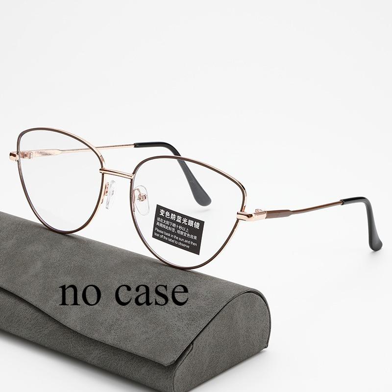 European and American Metal Cat Eye Anti Blue Light Glasses, Simple and Versatile Photosensitive Color Changing Glasses