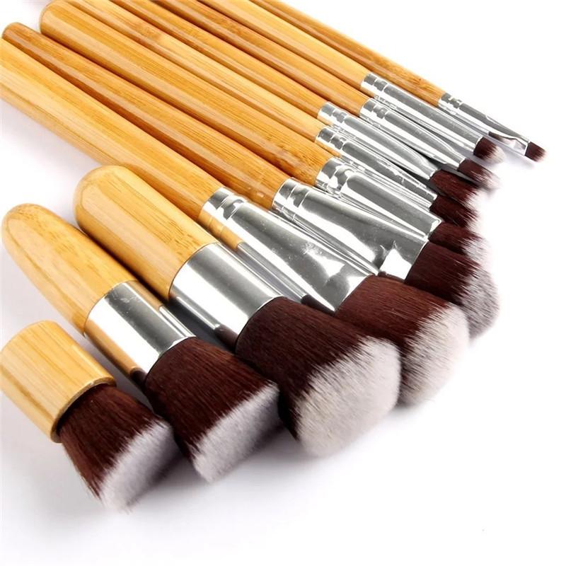 Make-up-Pinsel mit Bambusgriff, Bambusstange, Make-up-Pinsel, Anzug, Bambusstange, mit Sack, Top-Qualität