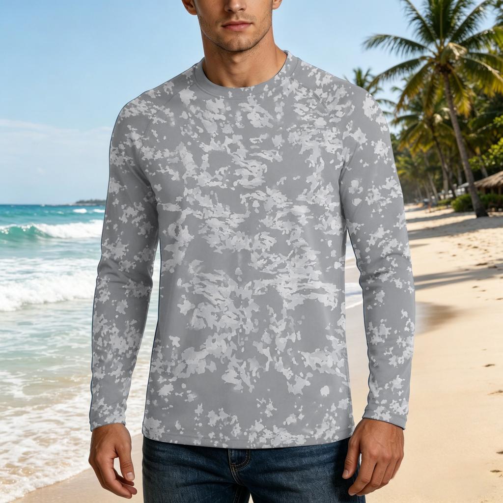 Men's UPF50+ Sun Protection Shirt Long Sleeve Outdoor Stretch Athletic Top Lightweight Quick Dry UV Resistant