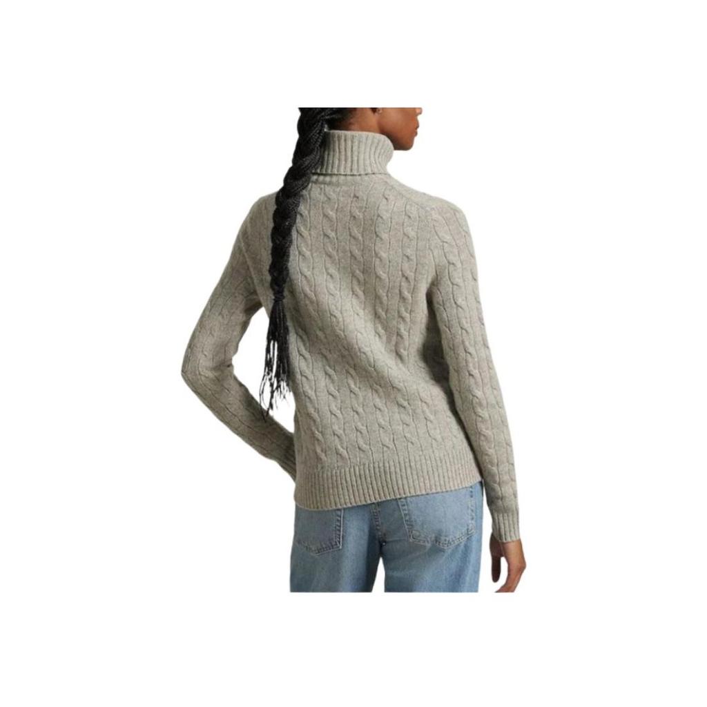 Polo Ralph Lauren FW24 Embroidered High Neck Polo Sweater Women Sweater Light-Gray 211690308-005