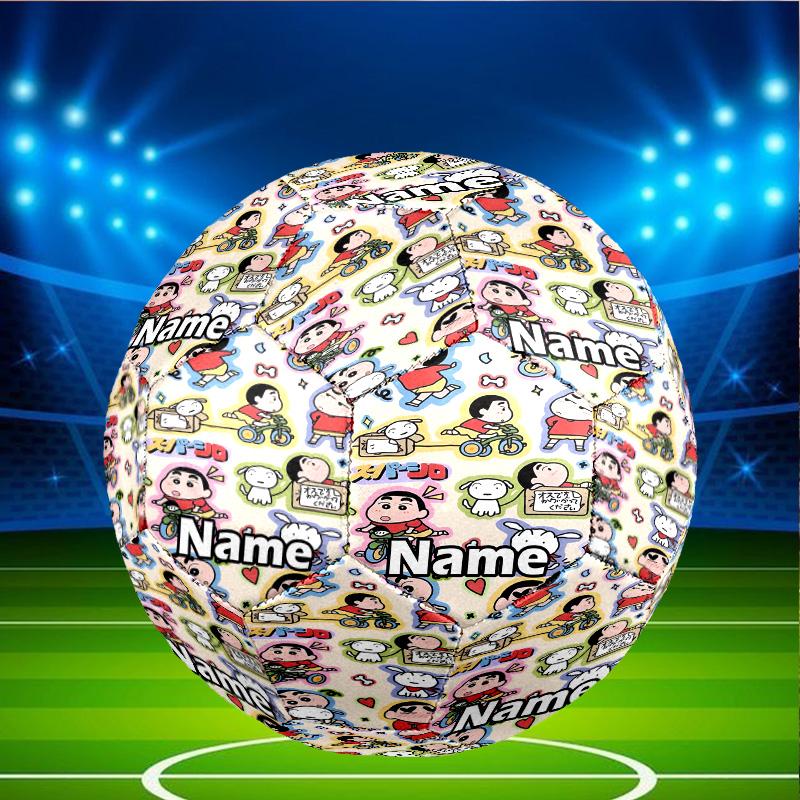 Custom Name Personalized Crayon Shin Print Size 5 Soccer Ball Training & Match Football, for Team, Kicking, Gift for Football