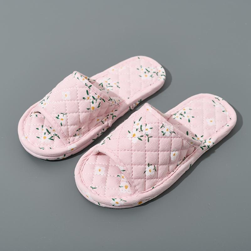 

Fashion Indoor Slippers Soft Cotton Floral Floor Shoes Fashion Flower Slippers Antislip Home Slippers Bedroom Shoes One Size розовый