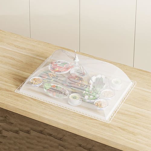 Foldable Dining Table Cover, Insect Repellent, Washable, Large, Square, 90*60/70*50/32*32/43*43cm, Mesh, Breathable, Dustproof, Hanging, Multifunction