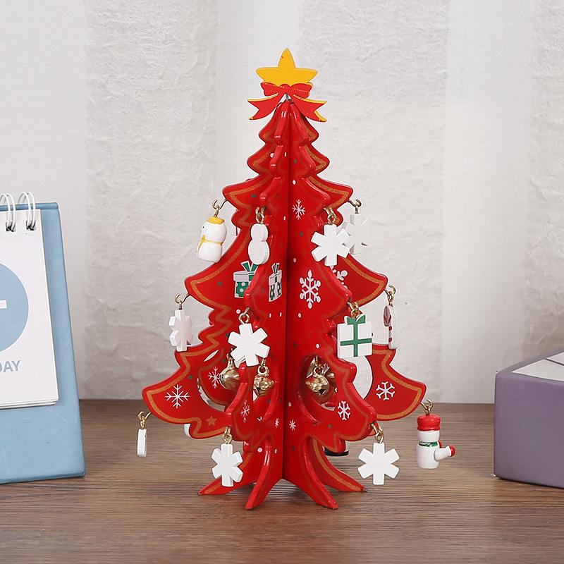 2025 Christmas Tree Children's Handmade DIY Stereo Wooden Christmas Tree Scene Layout Christmas Decorations Ornaments Hot