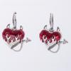 Gothic Personality Silver Color Stainless Steel Red Drip Glaze Heart-shaped Flame Arrow Tail Dangle Earrings for Women Jewelry