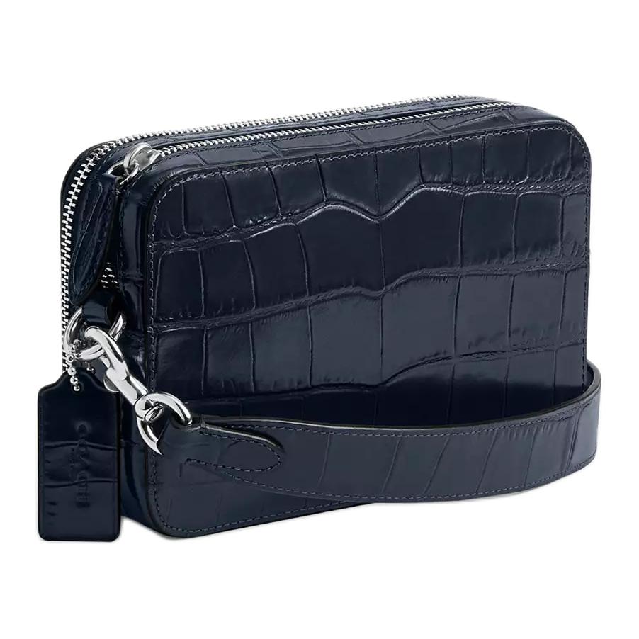 Coach Charter 19 Zipper Closure Detachable Shoulder Strap Crocodile Pattern Embossed Leather Messenger Bag Men Bags Deep-Navy CW431-DNA