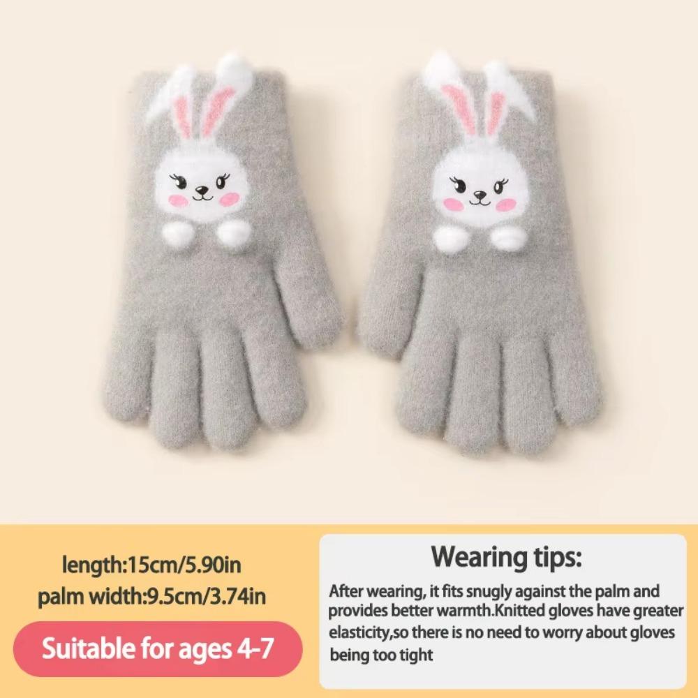 Thickened Rabbit Knitted Mittens Windproof Child Cold-Proof Gloves Winter Warm Gloves  Child