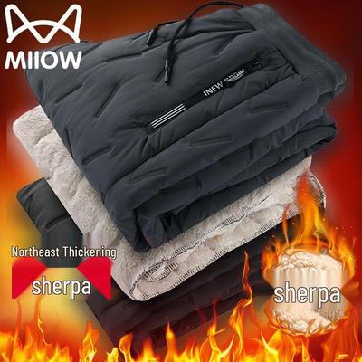 MaoRen Men's Winter Fleece-Lined Straight-Leg Casual Pants