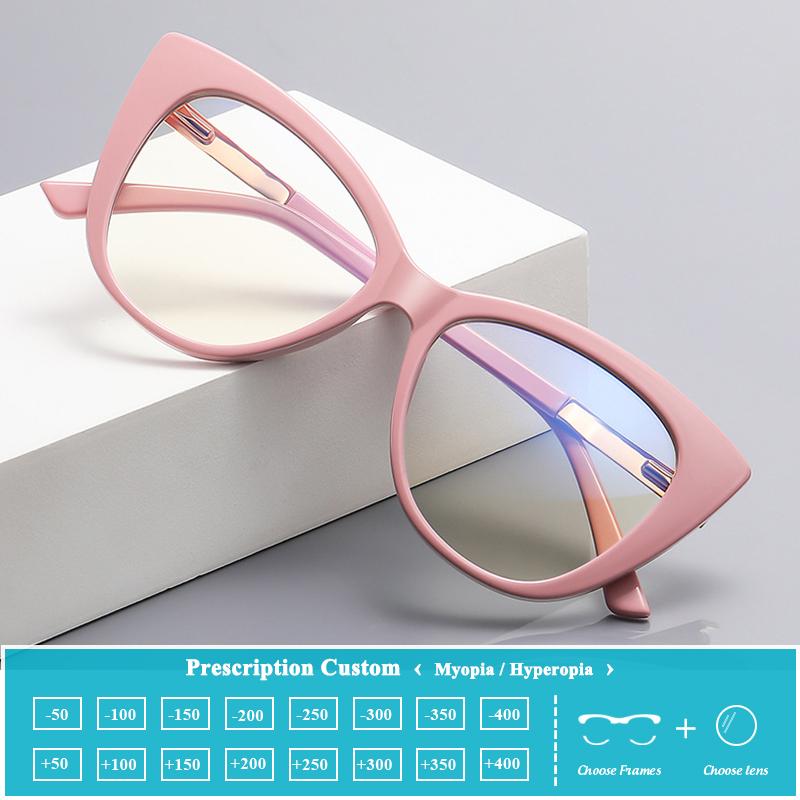 New Cat's Eye Glasses Frame Female Anti Blue Light Reading Glasses Finished Presbyopia Eyeglasses  Prescription Glass
