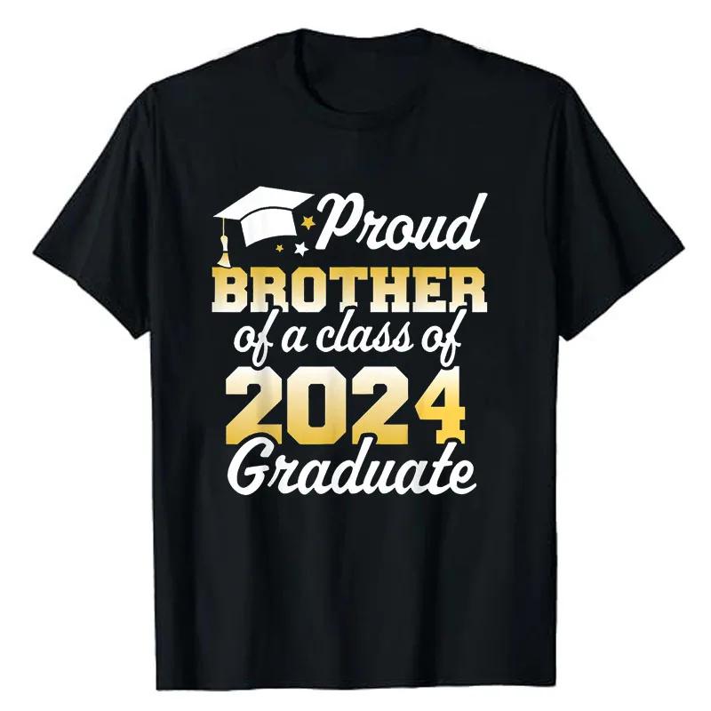 Proud Mom of A Class of 2024 Graduate Mother Senior Family T-Shirt Funny Dad Aunt Uncle Grandma Grandpa Sister Brother Tee Tops