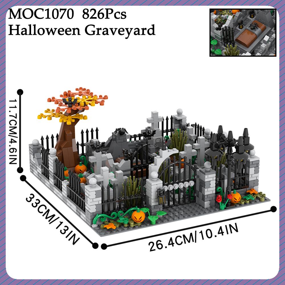 MOC Halloween Brick Ghost Graveyard Pumpkin Carriage House Witch Compatible Building Blocks Toys For Children Adult Friends Gift